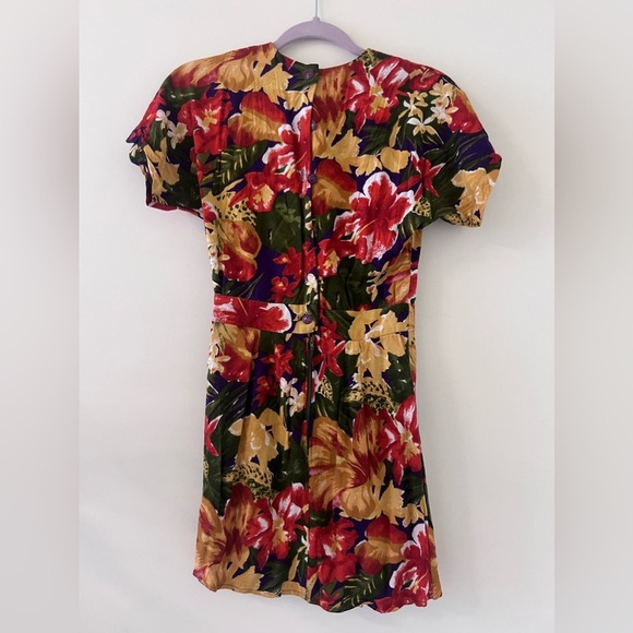 Vtg Jeffery & Dara By Linda Hutley Mini Floral Belted Dress Short Sleeve US 3/4 - Picture 2 of 10